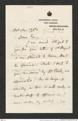 Nachlass Franz Steindachner, Brief von T. R. Barton an Franz Steindachner (14.10.1906), Inv.Nr. 27.01, Seite 1